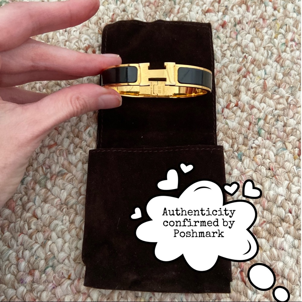 💕 Authentic Hermès ClicClac H Bracelet Blk & Gold